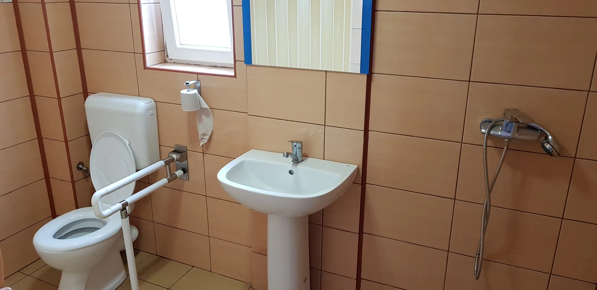 Baie adaptata cu bare de sprijin in azilul de batrani din Domnesti
