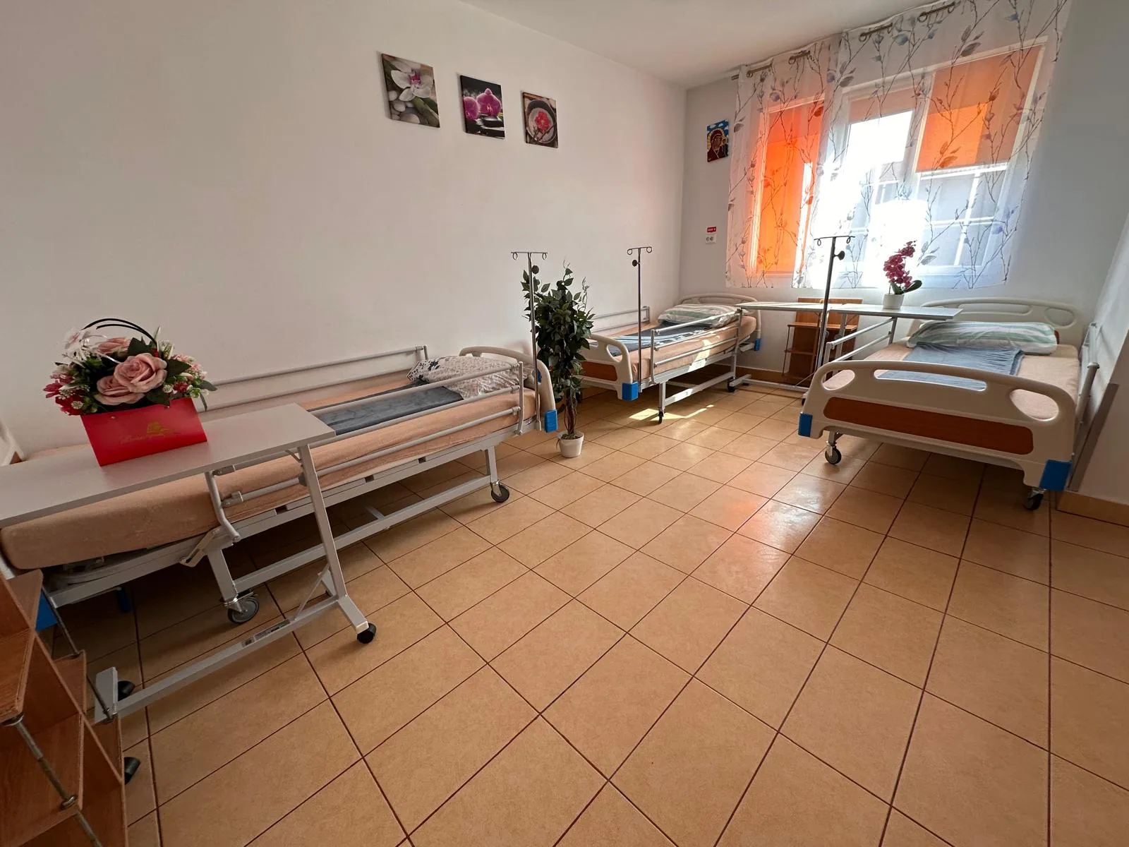 Camera cu paturi medicale reglabile in caminul de batrani din Domnesti, Ilfov